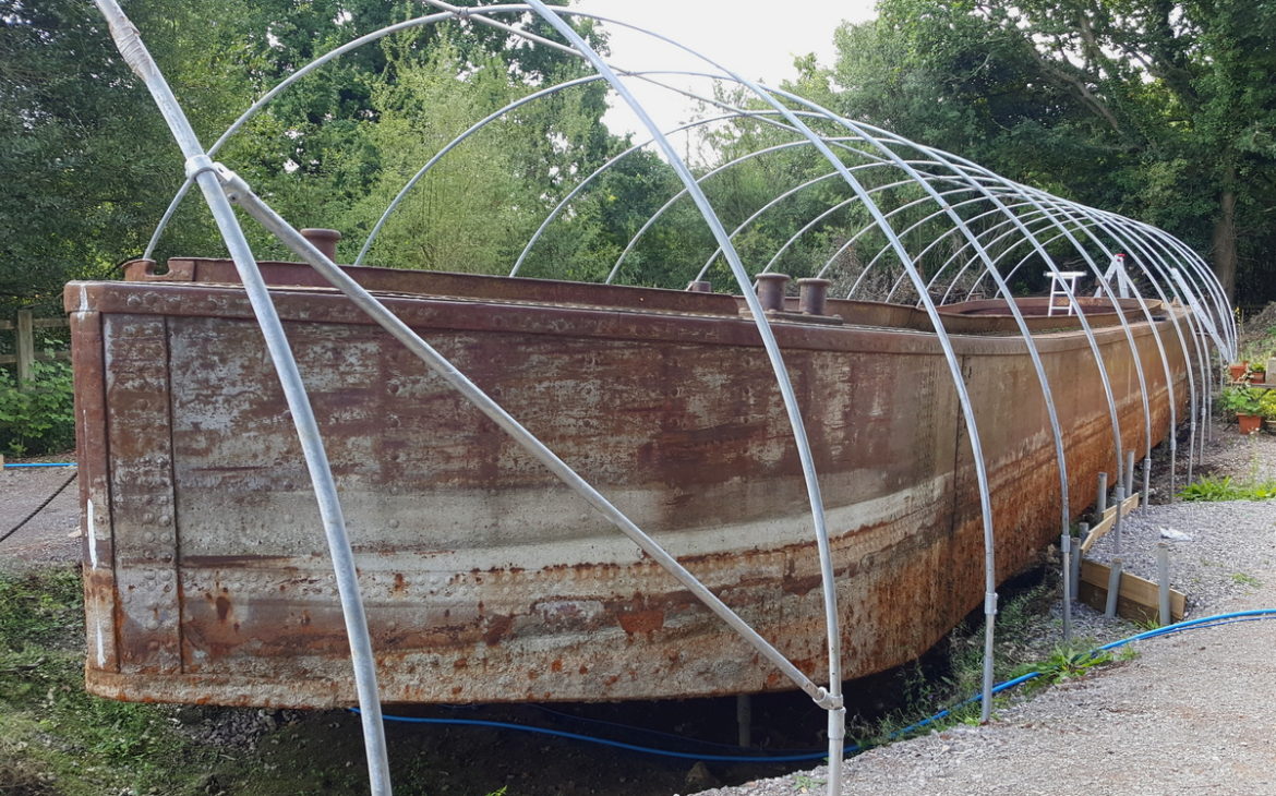 Polytunnel frame over barge